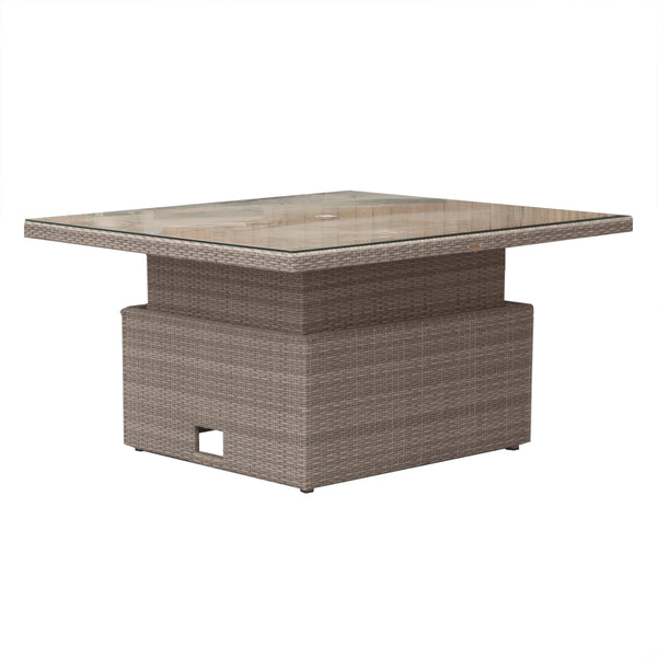 Height adjustable rattan deals table