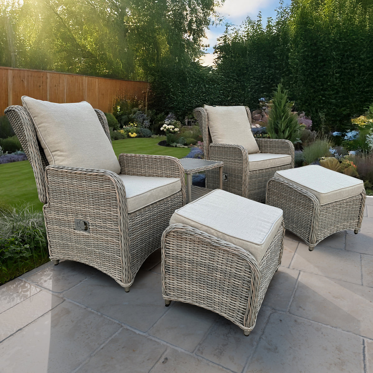 Bracken Outdoors Richmond Rattan Duo Recliner Garden Furniture Set