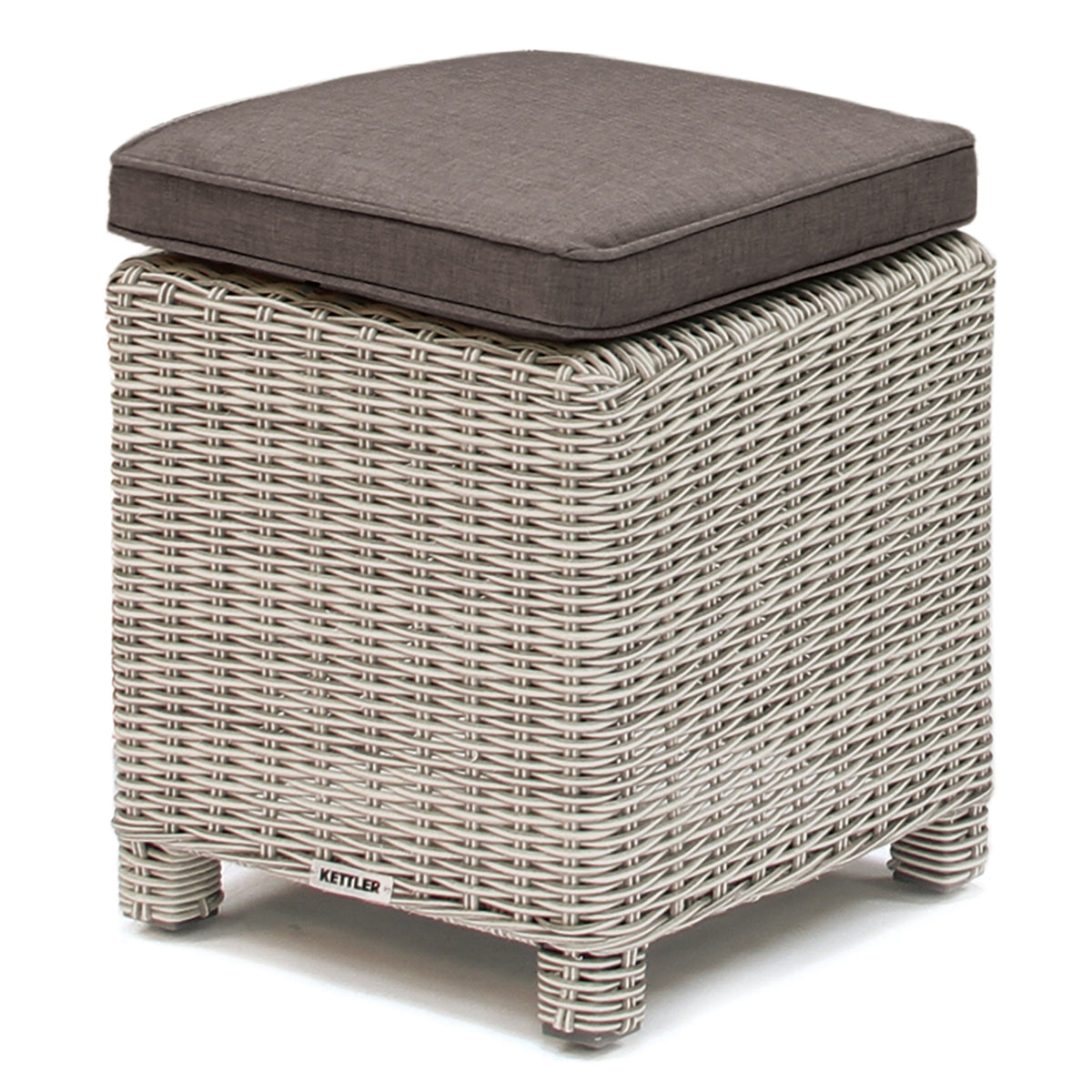 Kettler Palma White Wash Stool with Weatherproof Cushions