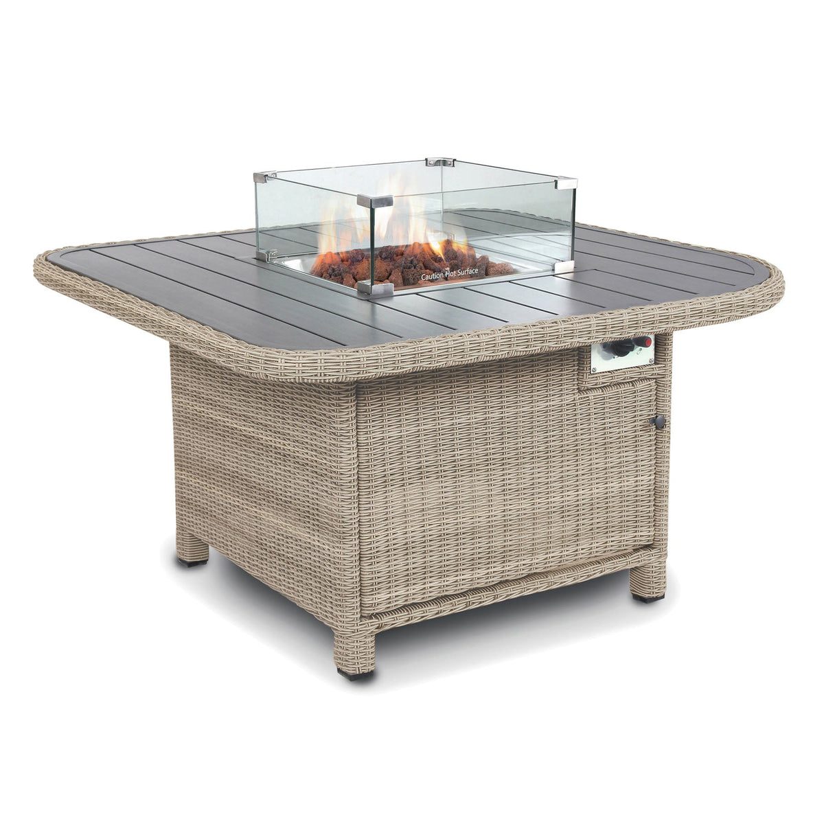 Kettler Palma Grande Oyster Corner Sofa Set with Fire Pit Table