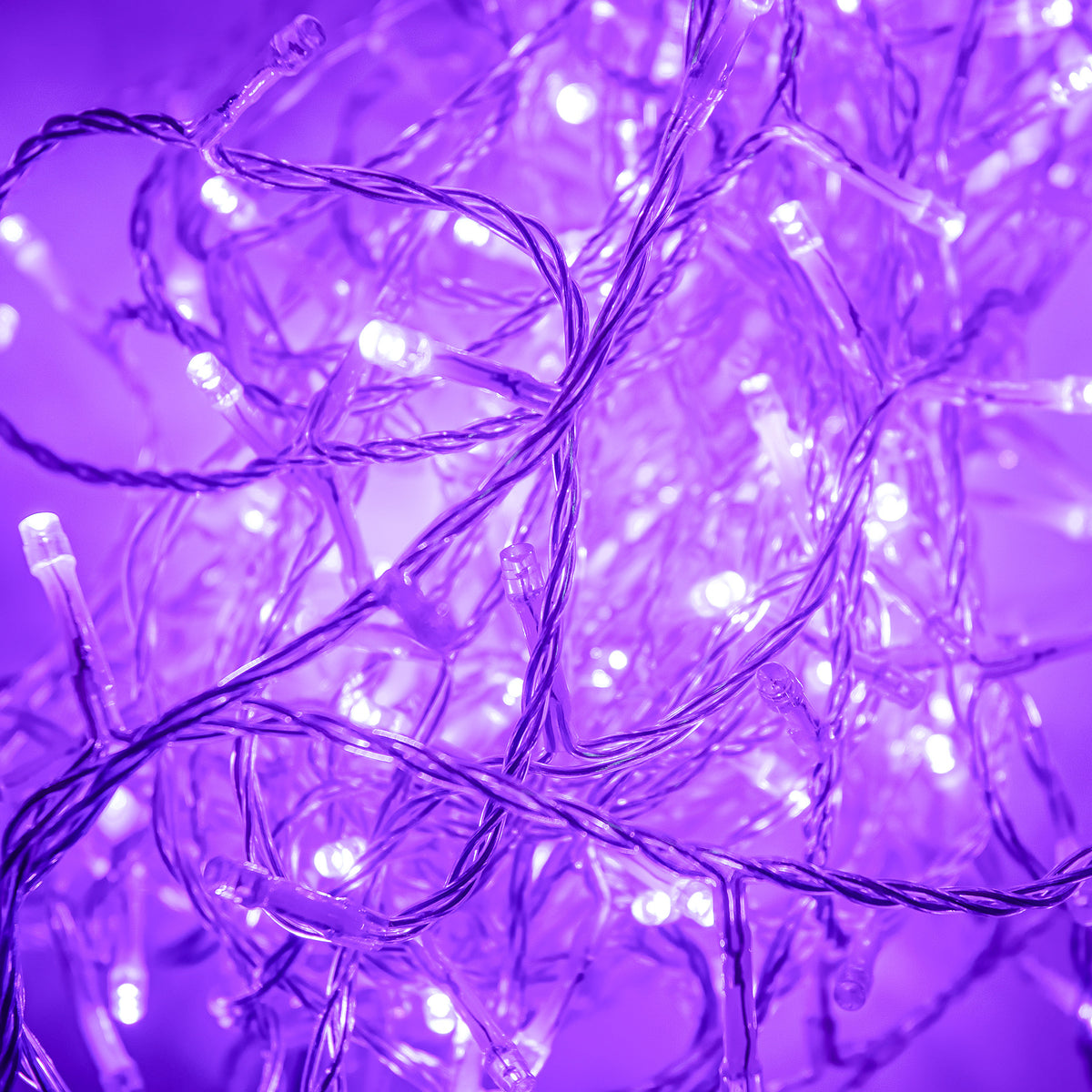 120 LED Purple Multi-Function Christmas String Lights with Clear Cable