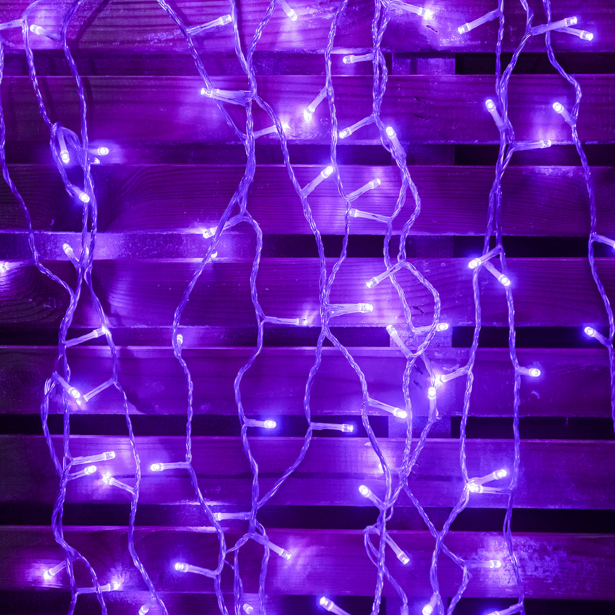 120 LED Purple Multi-Function Christmas String Lights with Clear Cable