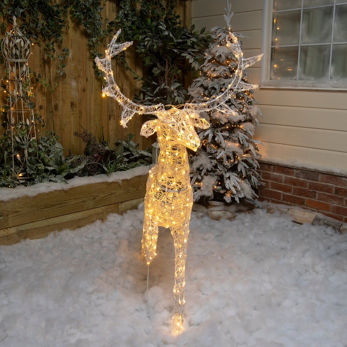 Christmas Reindeer Light - 1.4M Soft Acrylic Outdoor Light Up Stag with 330 White LEDs