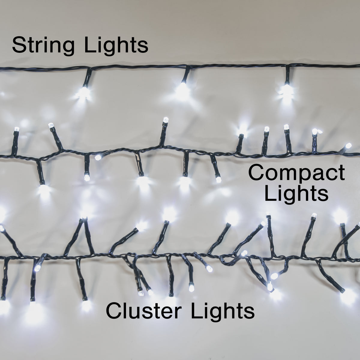 Warm White Multi-Function Christmas Cluster Lights with Green Cable 360, 480, 720, 960, 2000 LED