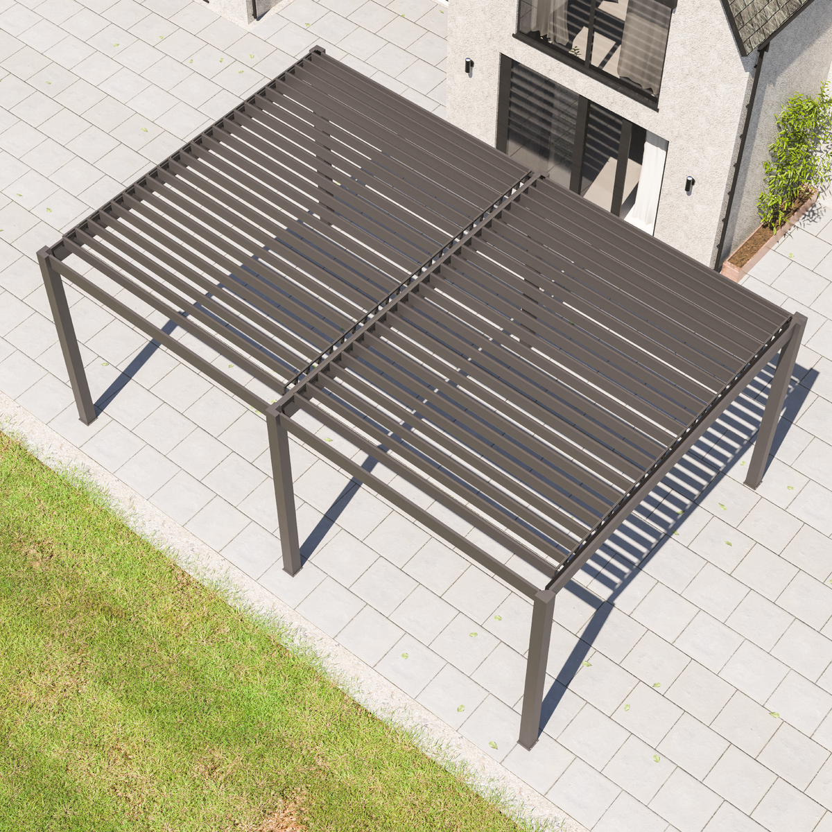 Bracken Outdoors Gemini 6m x 4m Grey Rectangular Aluminium Garden Pergola