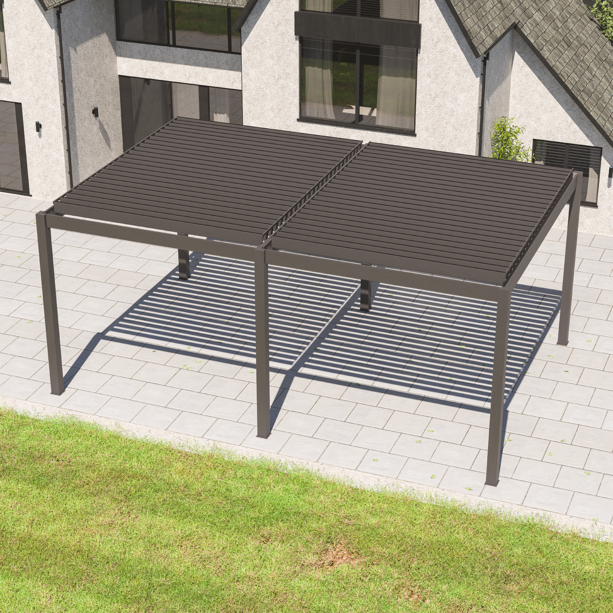 Bracken Outdoors Gemini 6m x 4m Grey Rectangular Aluminium Garden Pergola