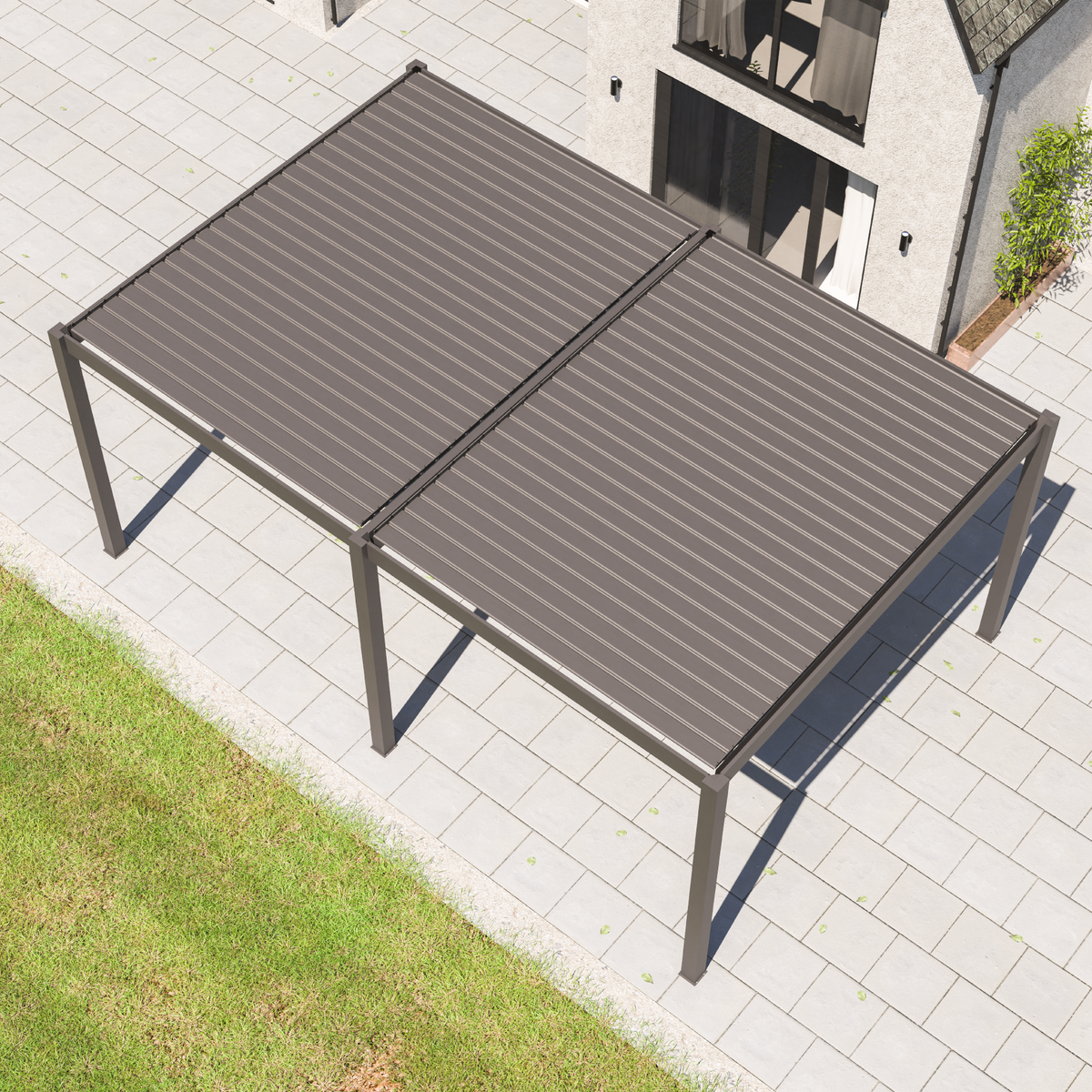 Bracken Outdoors Gemini 6m x 4m Grey Rectangular Aluminium Garden Pergola