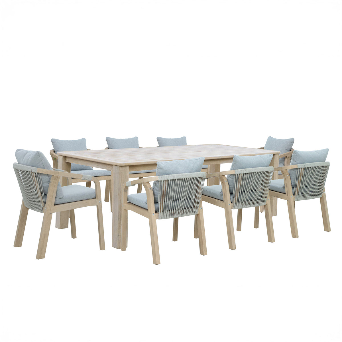 Bracken Outdoors Charlton Acacia and Rope Rectangular 8 Seat Garden Furniture Set