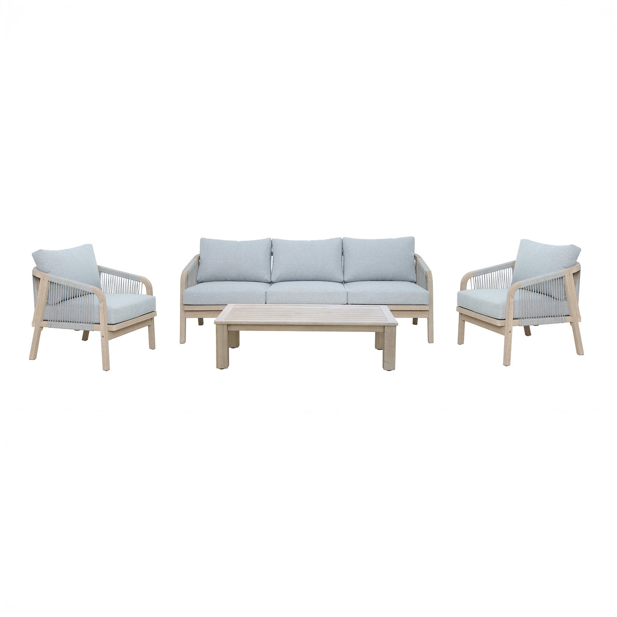 Bracken Outdoors Charlton Acacia and Rope Garden Furniture Lounge Sofa Set with Coffee Table