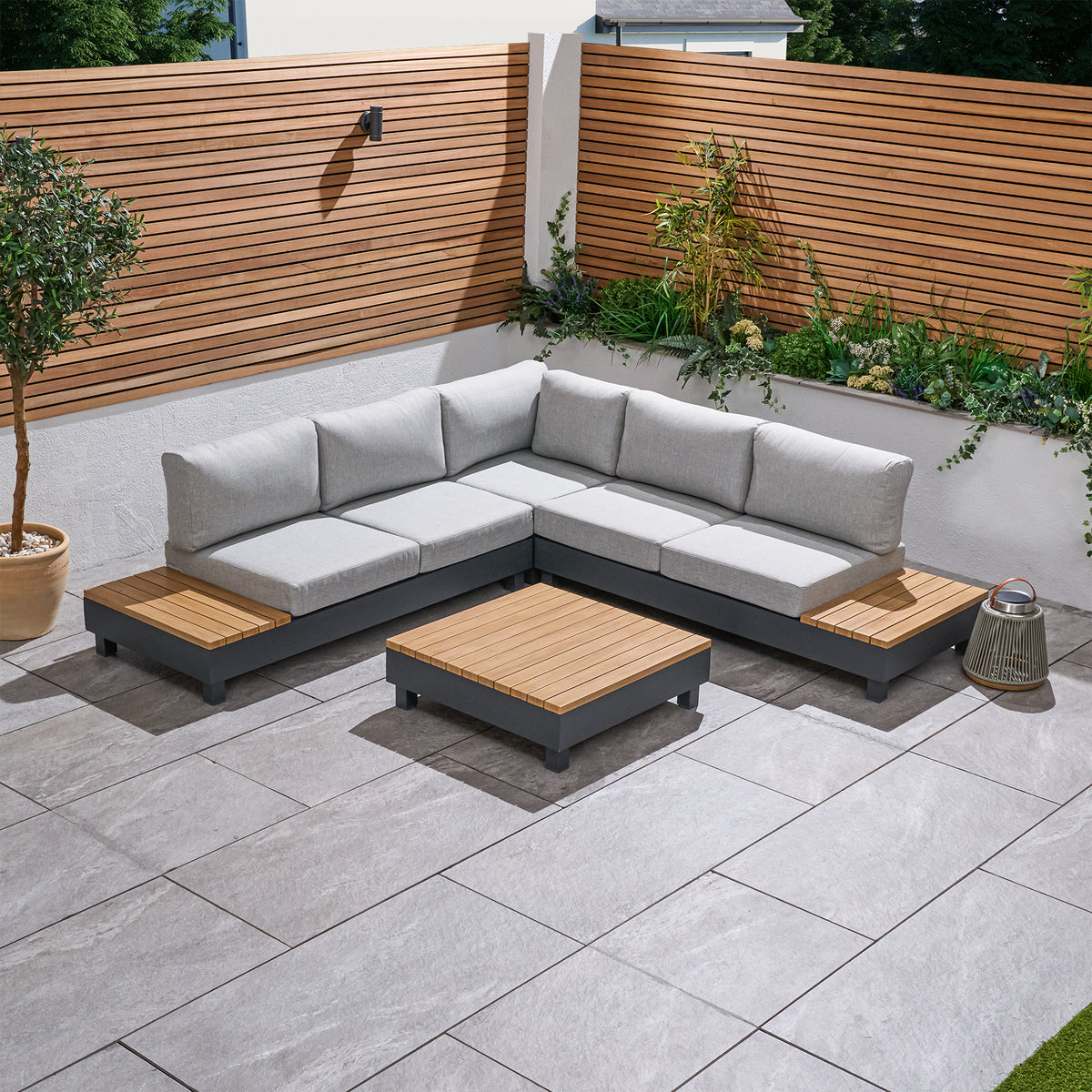 Bracken Outdoors  Aruba Aluminium Square Corner Sofa Lounge Set with Coffee Table