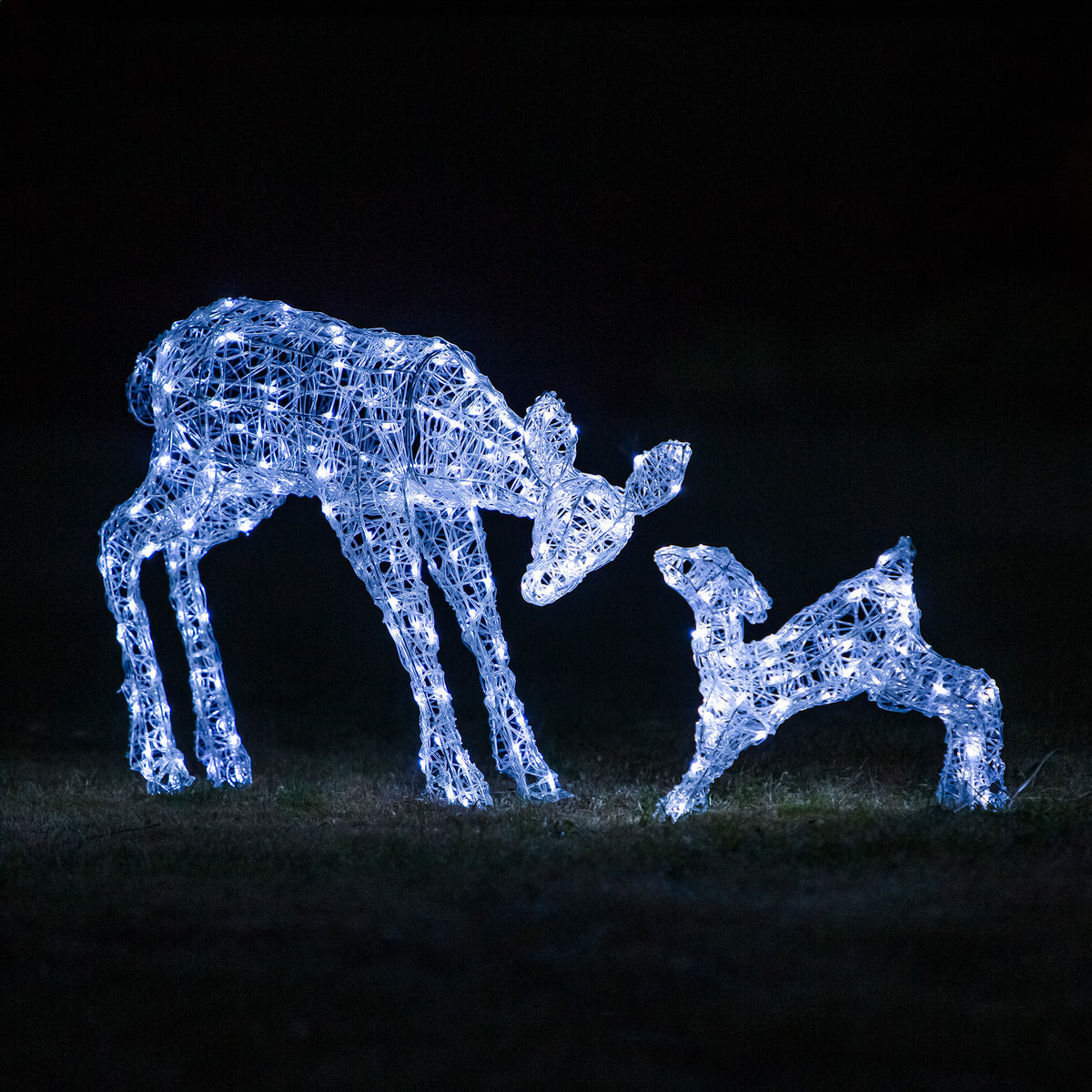 Christmas Reindeer Lights - 1M Soft Acrylic Light Up Mother &amp; Baby with 250 White LEDs