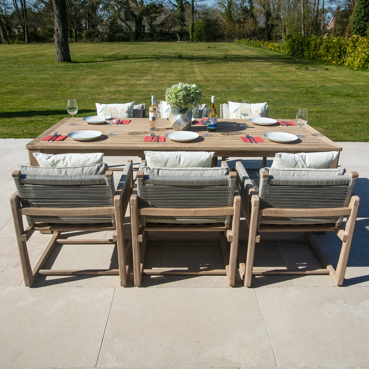 Bracken Outdoors Burford Rope Wooden Rectangular 6 Seat Dining Garden Furniture Set