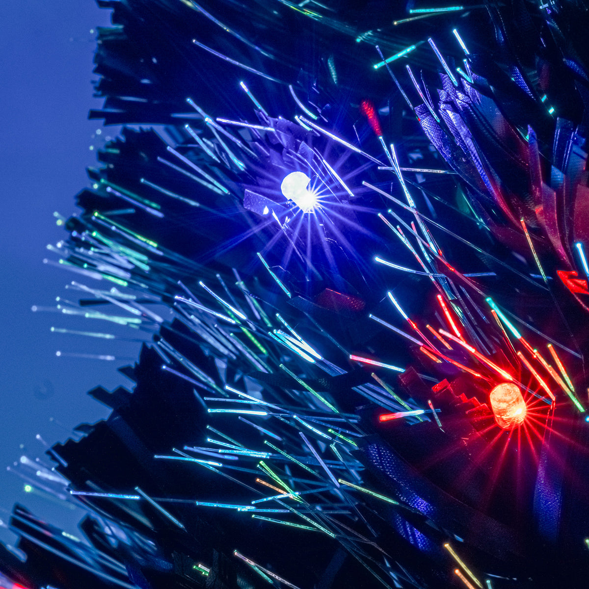 Black Fibre Optic Christmas Tree 2ft to 6ft with Multicoloured LED Lights and Star