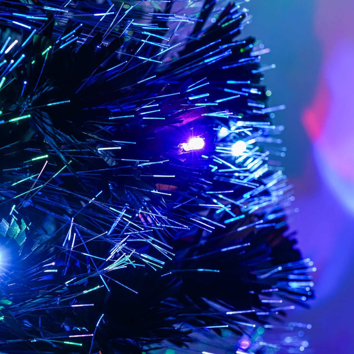 Black Fibre Optic Christmas Tree 2ft to 6ft with Multicoloured LED Lights and Star