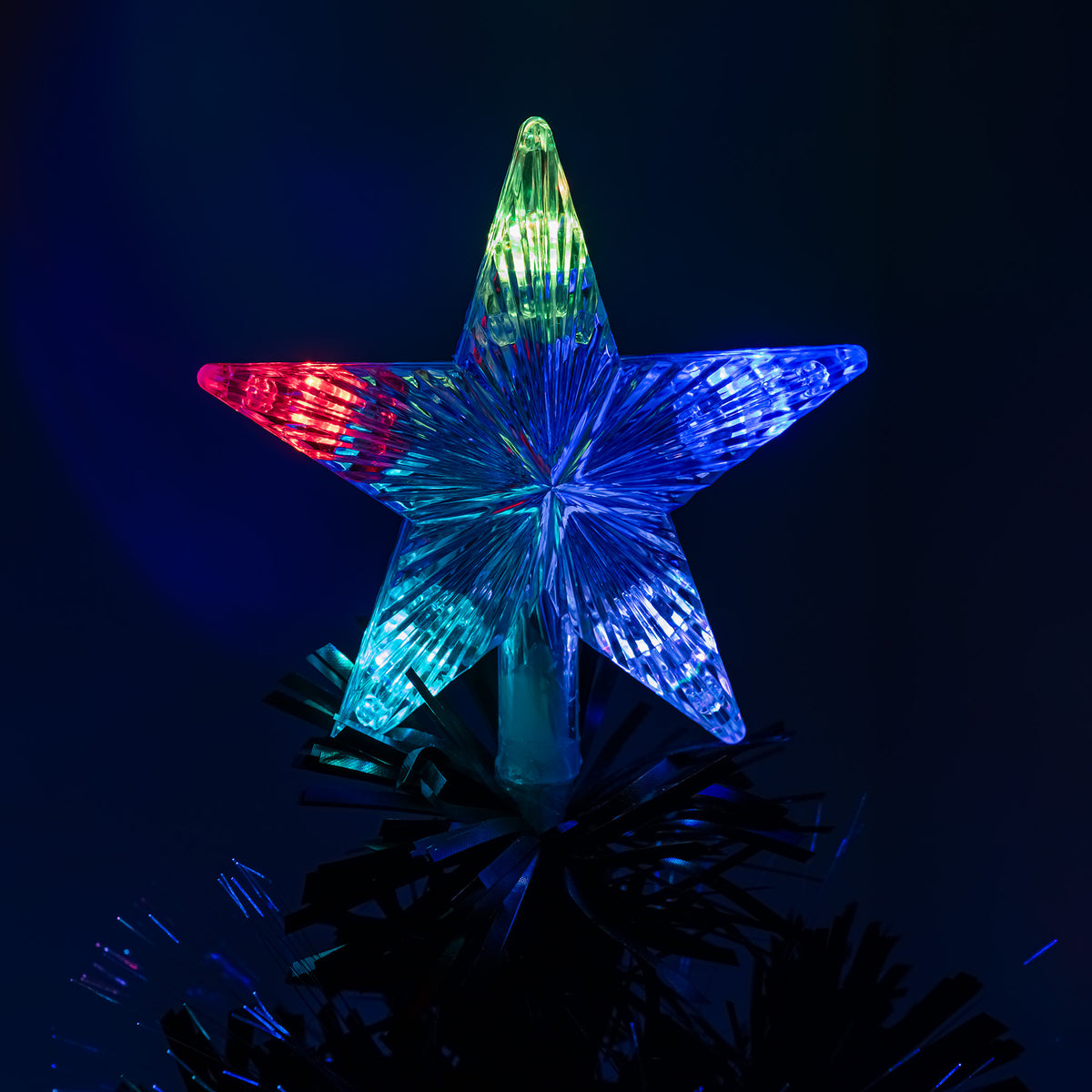 Black Fibre Optic Christmas Tree 2ft to 6ft with Multicoloured LED Lights and Star