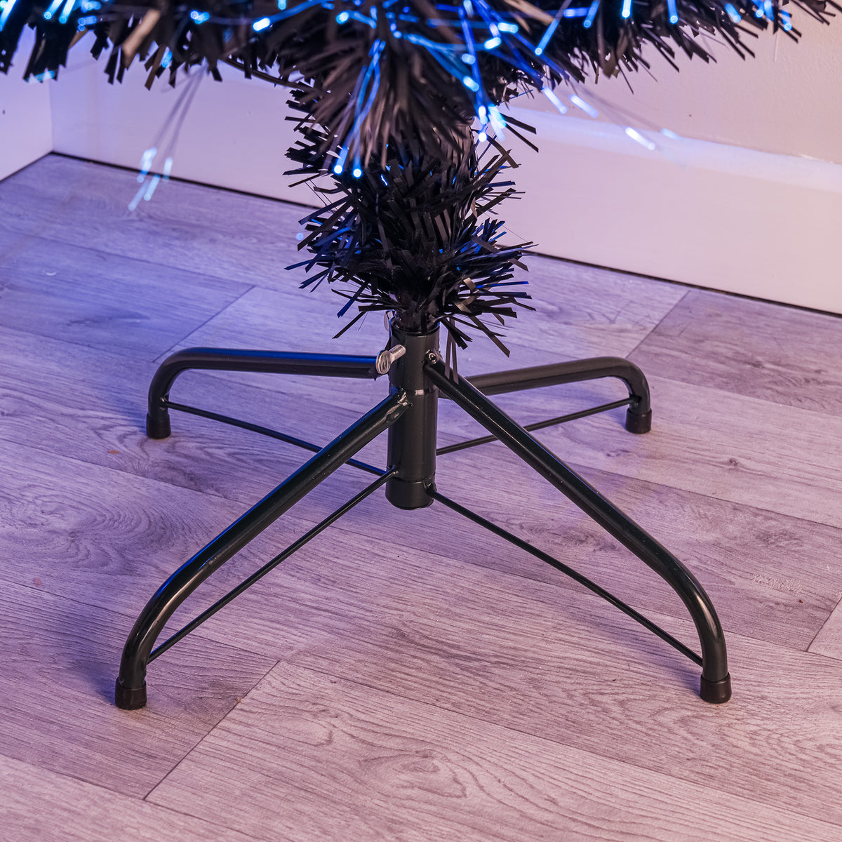 Black Fibre Optic Christmas Tree 2ft to 6ft with Multicoloured LED Lights and Star