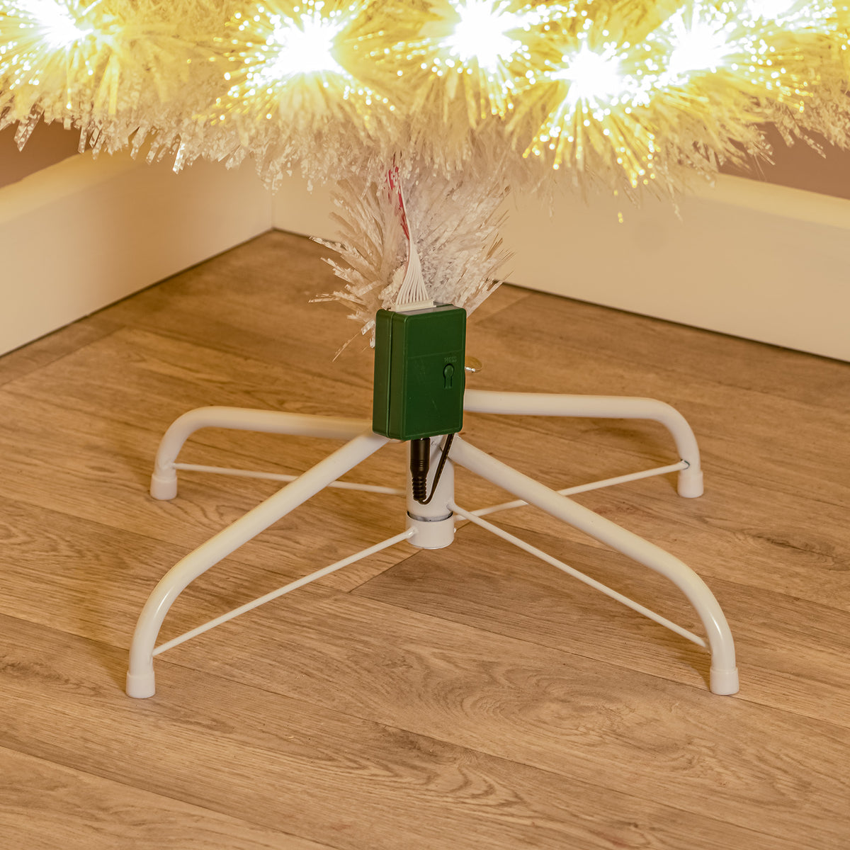 White Fibre Optic Christmas Tree with Feathery Warm White Fibre Optic Lights 2ft - 7ft