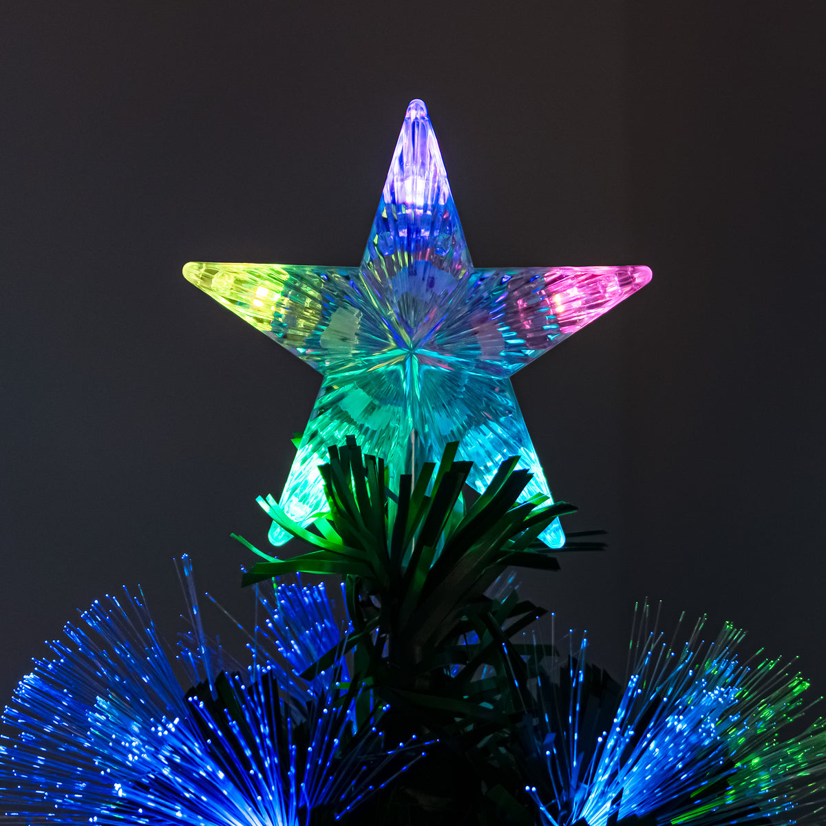 Green Fibre Optic Christmas Tree 4ft - 7ft with Remote Control and Multi Coloured Fibre Optic Lights