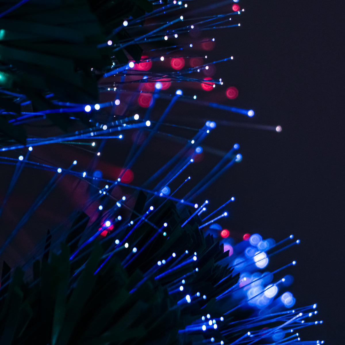 2ft - 7ft Green Pin Prick Fibre Optic Christmas Tree with Multi Coloured Fibre Optic Lights