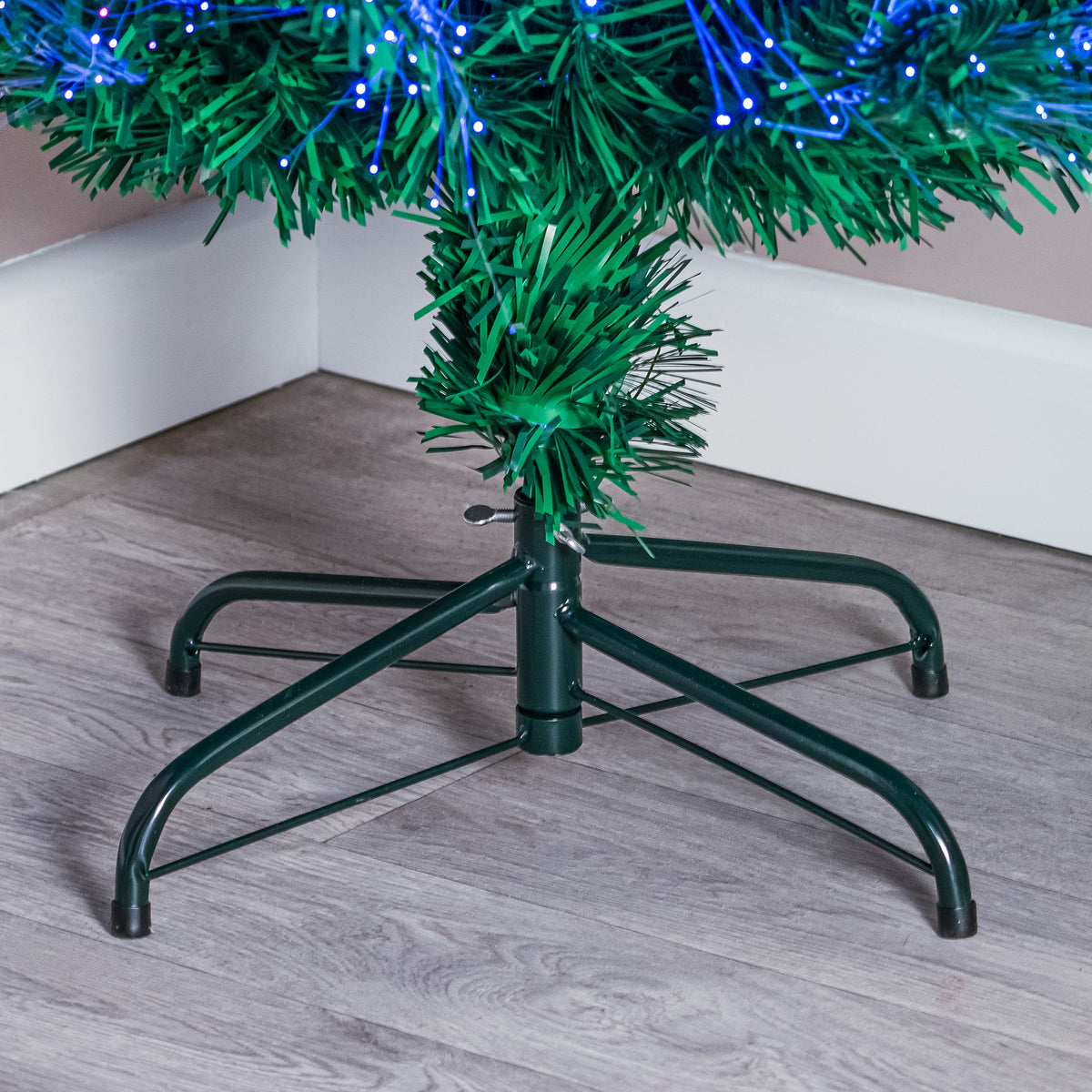 2ft - 7ft Green Pin Prick Fibre Optic Christmas Tree with Multi Coloured Fibre Optic Lights