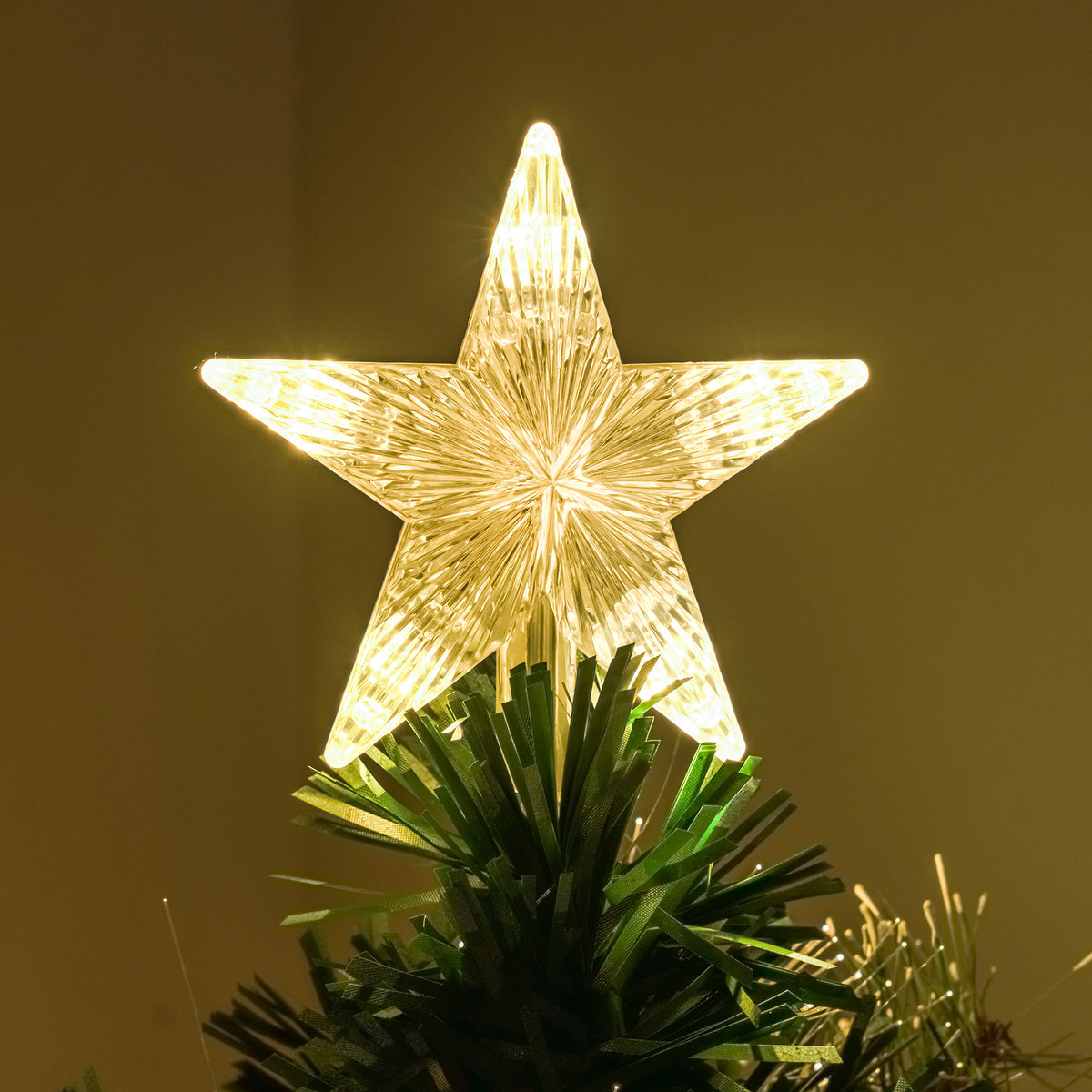 Green Fibre Optic Christmas Tree 3ft - 7ft with Berries, Cones and Warm White LED Stars