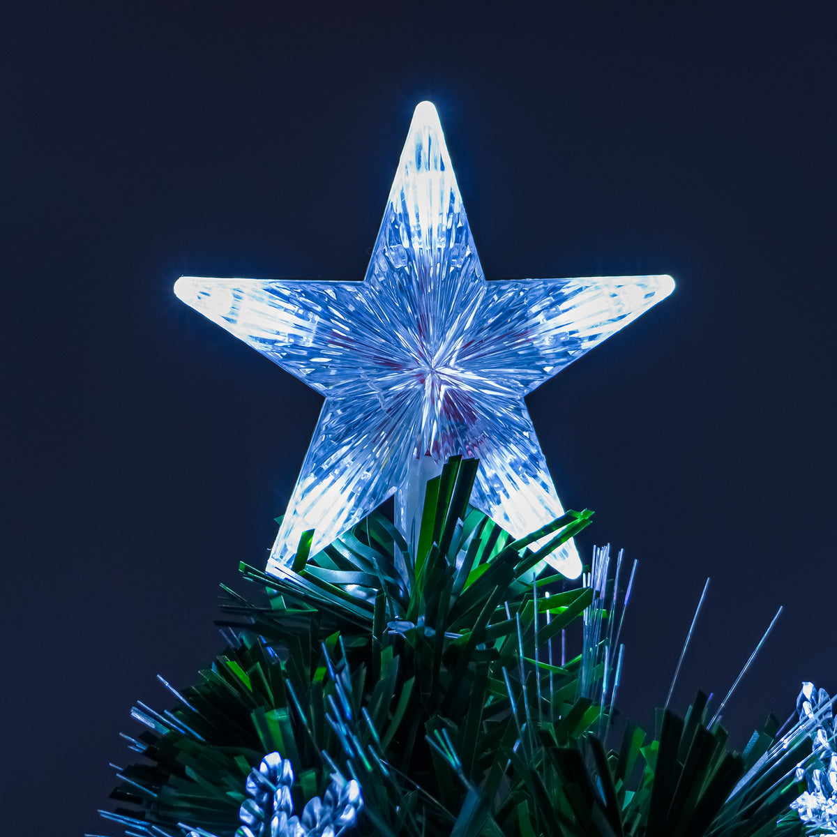 Green Fibre Optic Christmas Tree 2ft - 6ft with Multi Coloured Fibre Optics, White LED Lights and Snowflakes