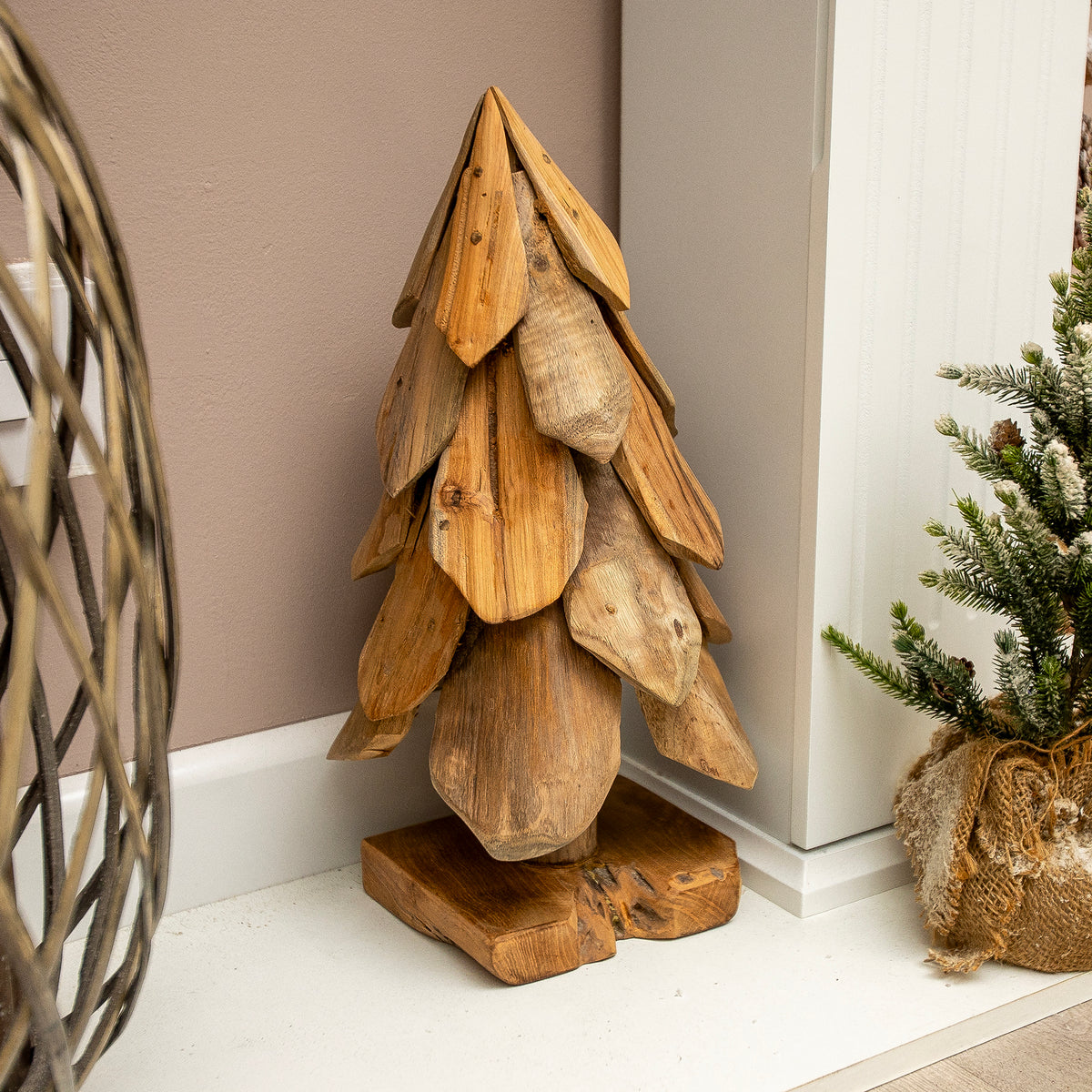 Natural Teak Wooden Christmas Tree - 40cm