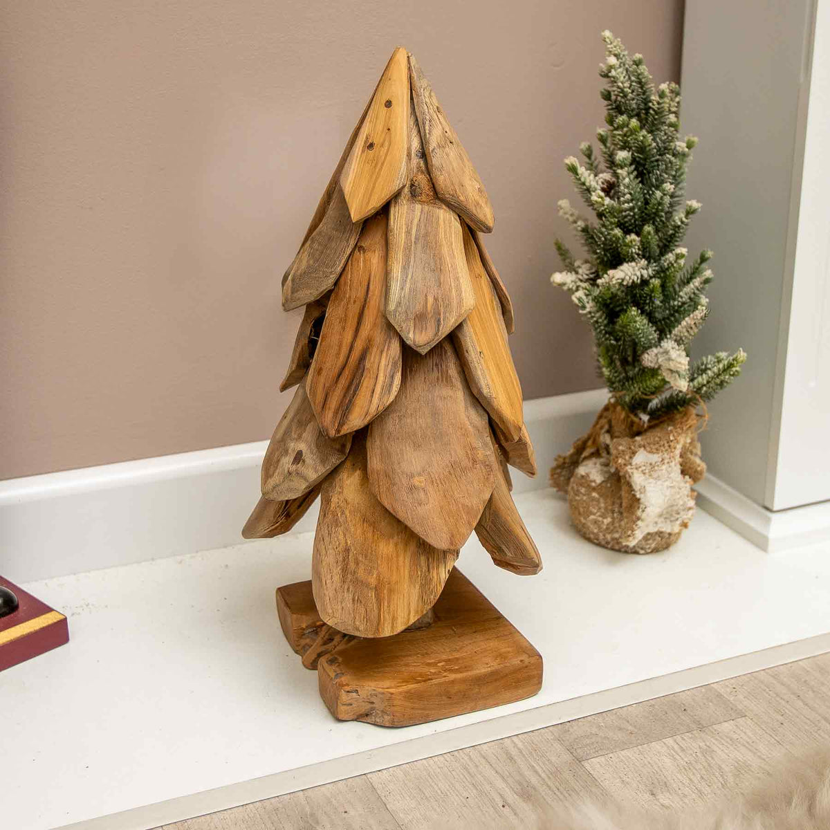 Natural Teak Wooden Christmas Tree - 40cm