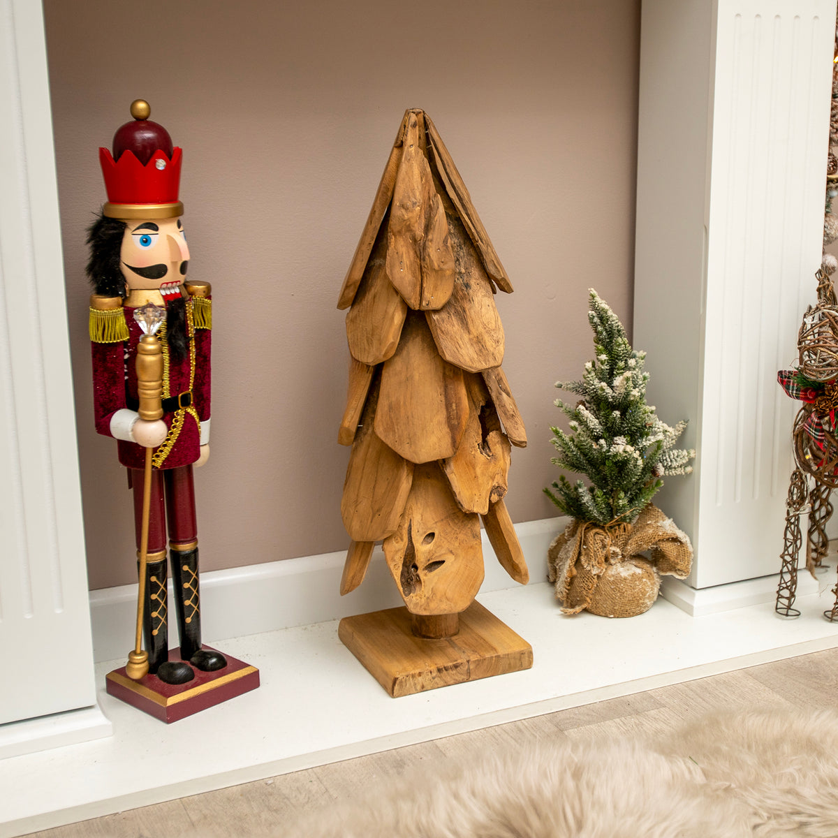 Natural Teak Wooden Christmas Tree - 60cm