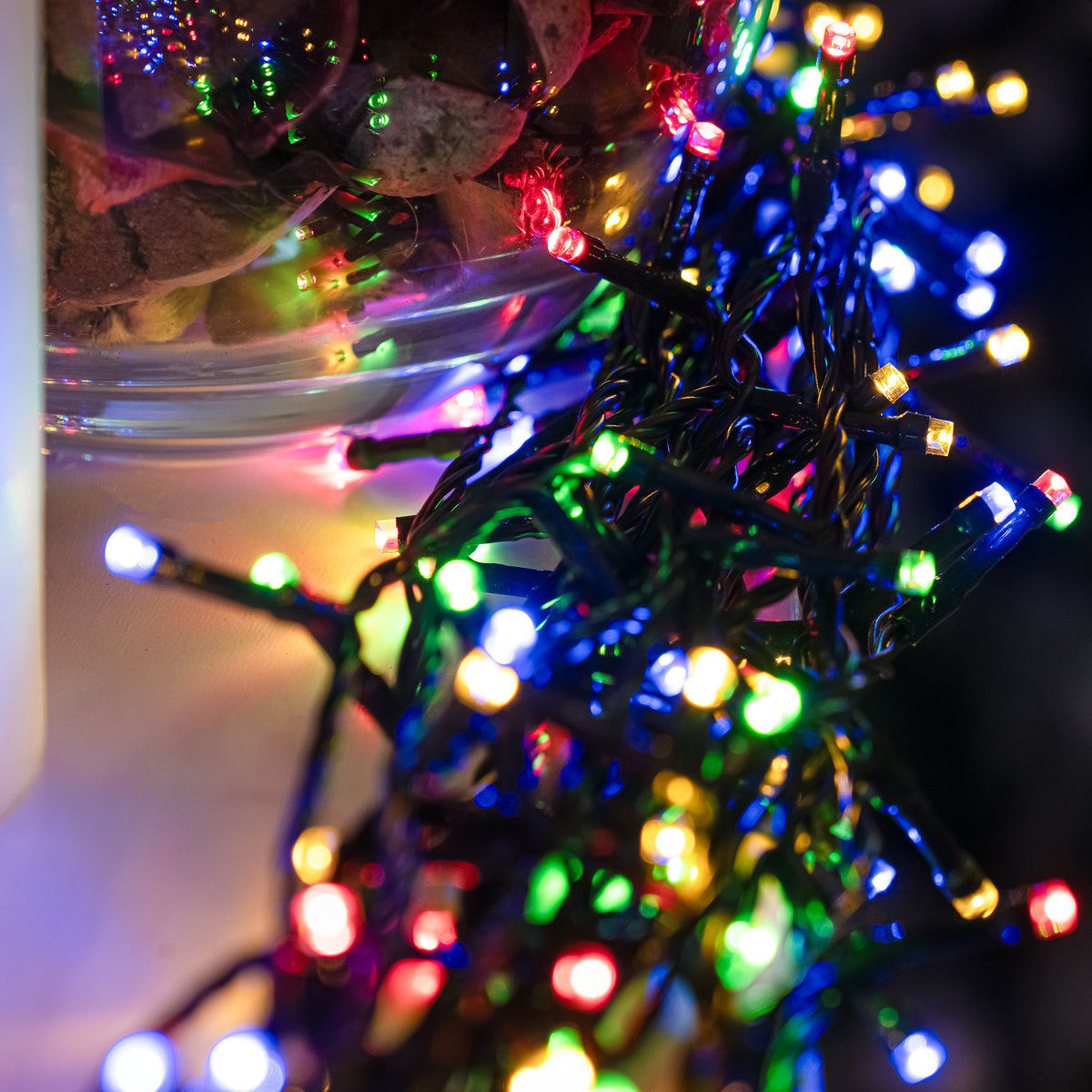 Multi-Coloured LED Multi-Function Christmas String Lights with Green Cable 240,360,480,720, 960 Bulbs