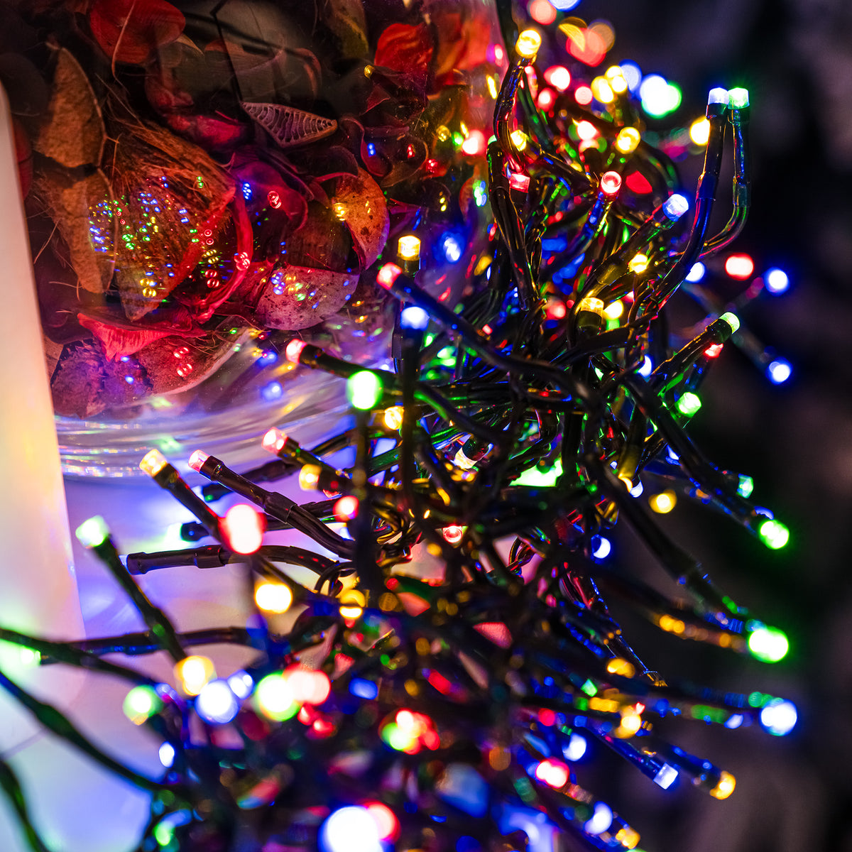 Multi-Coloured Multi-Function Christmas Cluster Lights with Green Cable 360, 480, 720, 960, 2000 LED