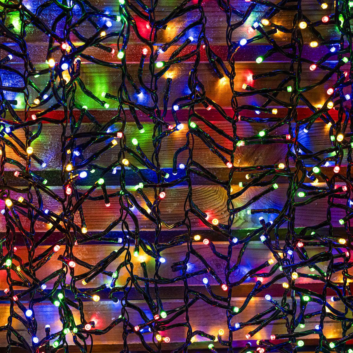 Multi-Coloured Multi-Function Christmas Cluster Lights with Green Cable 360, 480, 720, 960, 2000 LED