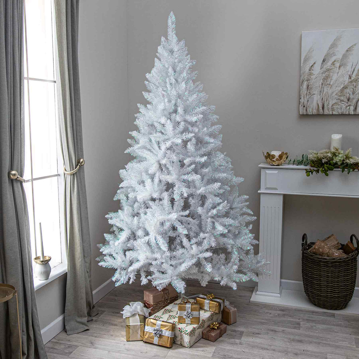 Hatfield Artificial White PVC Christmas Tree 6FT, 7FT