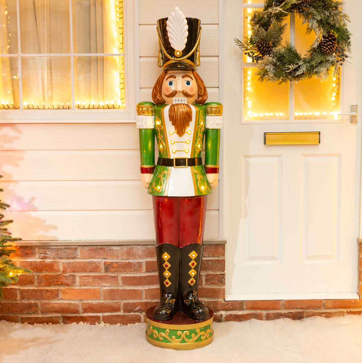 5.5ft Traditional Christmas Nutcracker Soldier - Red, White and Green with LED Lights