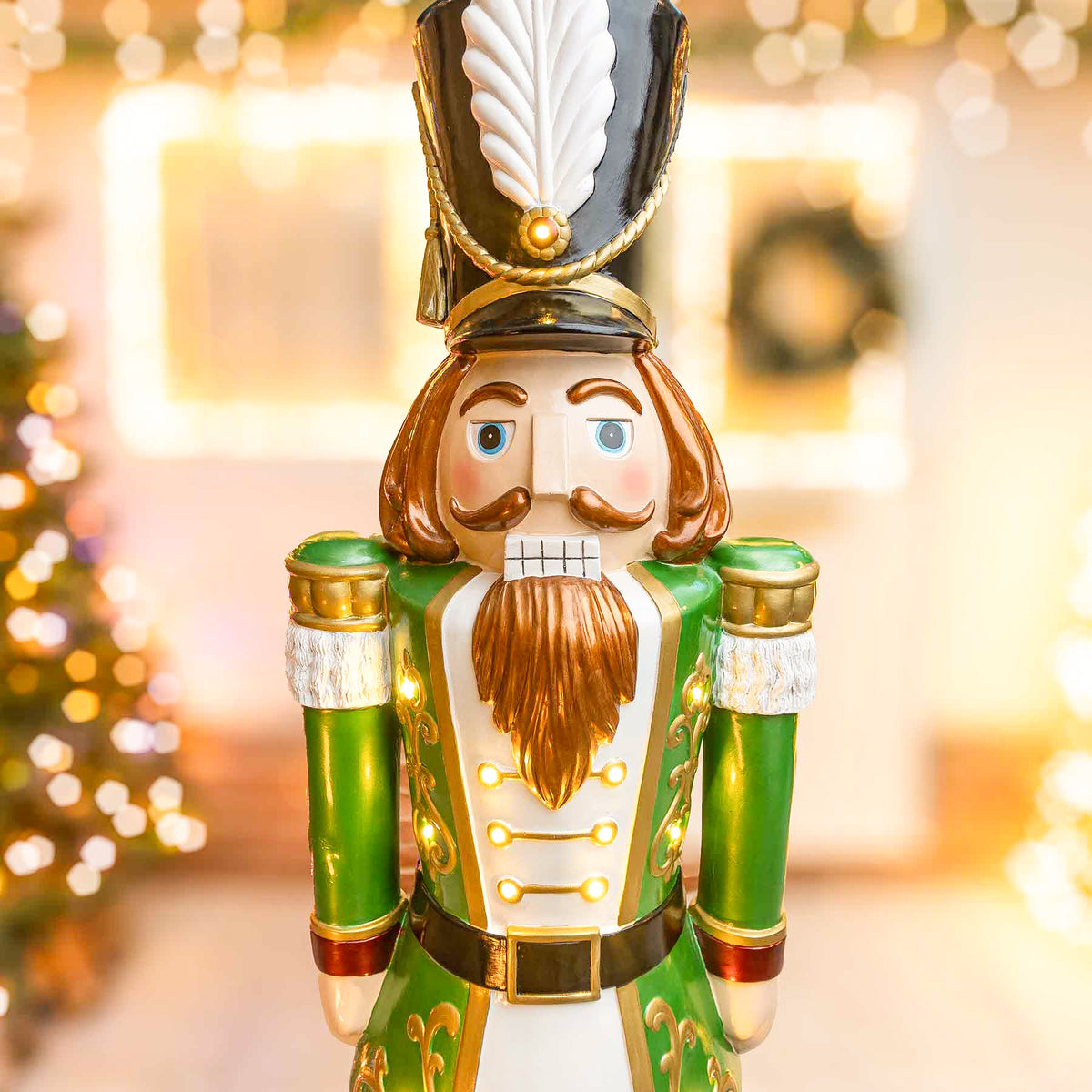 5.5ft Traditional Christmas Nutcracker Soldier - Red, White and Green with LED Lights