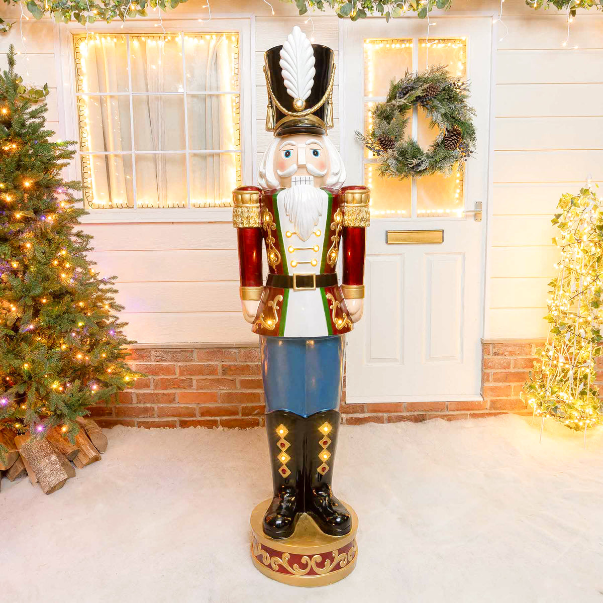 5.5ft Traditional Christmas Nutcracker Soldier - Red, White and Blue with LED Lights