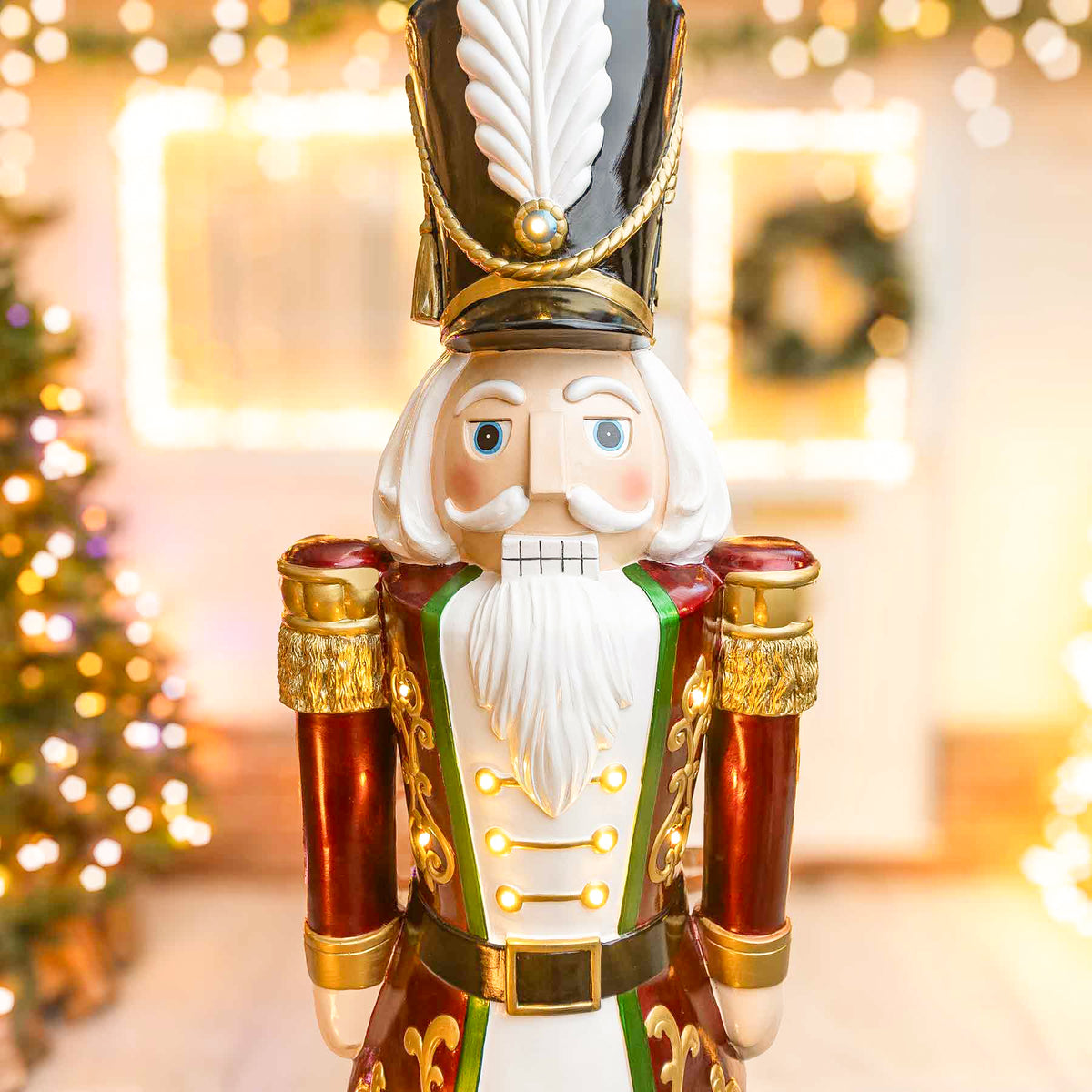 5.5ft Traditional Christmas Nutcracker Soldier - Red, White and Blue with LED Lights