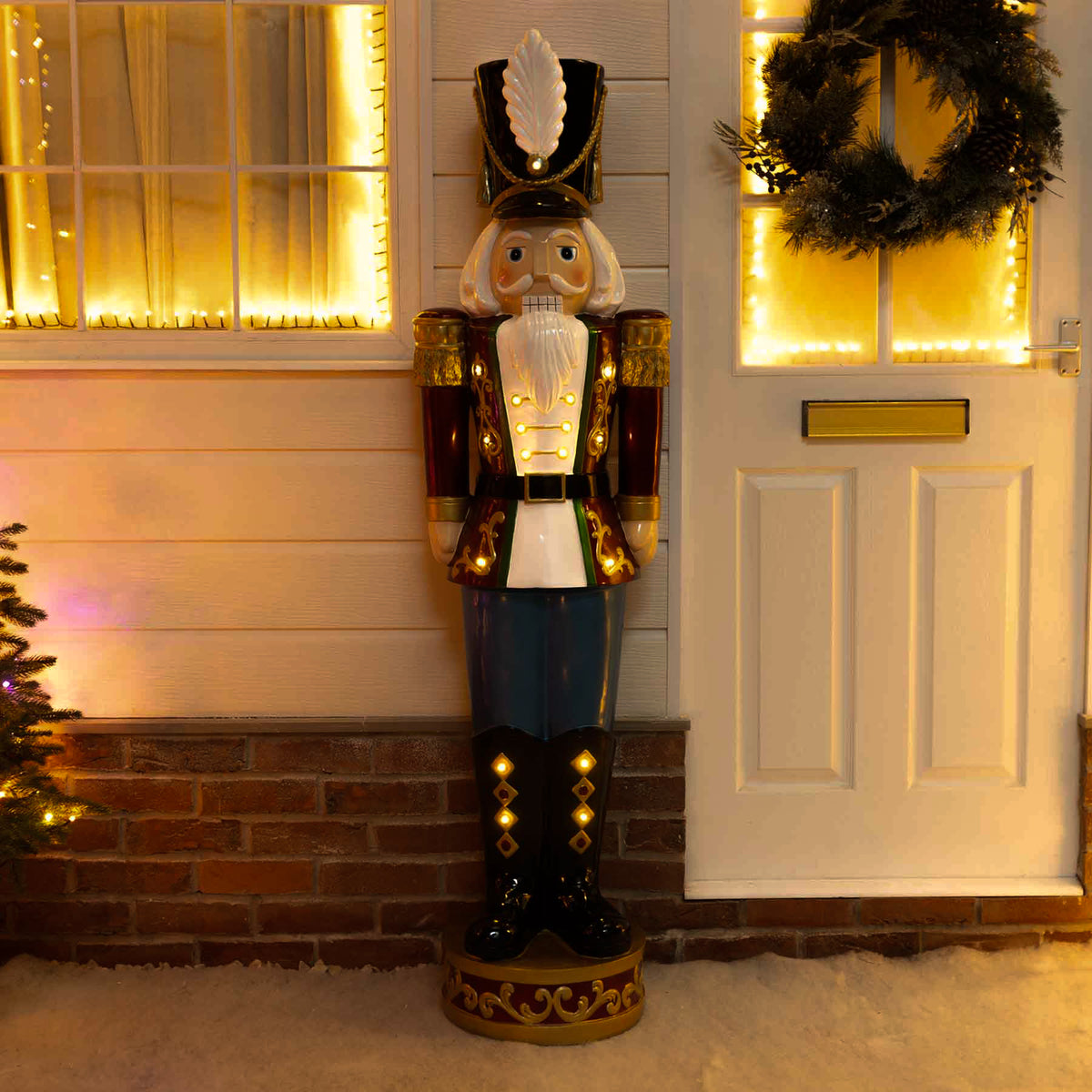 5.5ft Traditional Christmas Nutcracker Soldier - Red, White and Blue with LED Lights