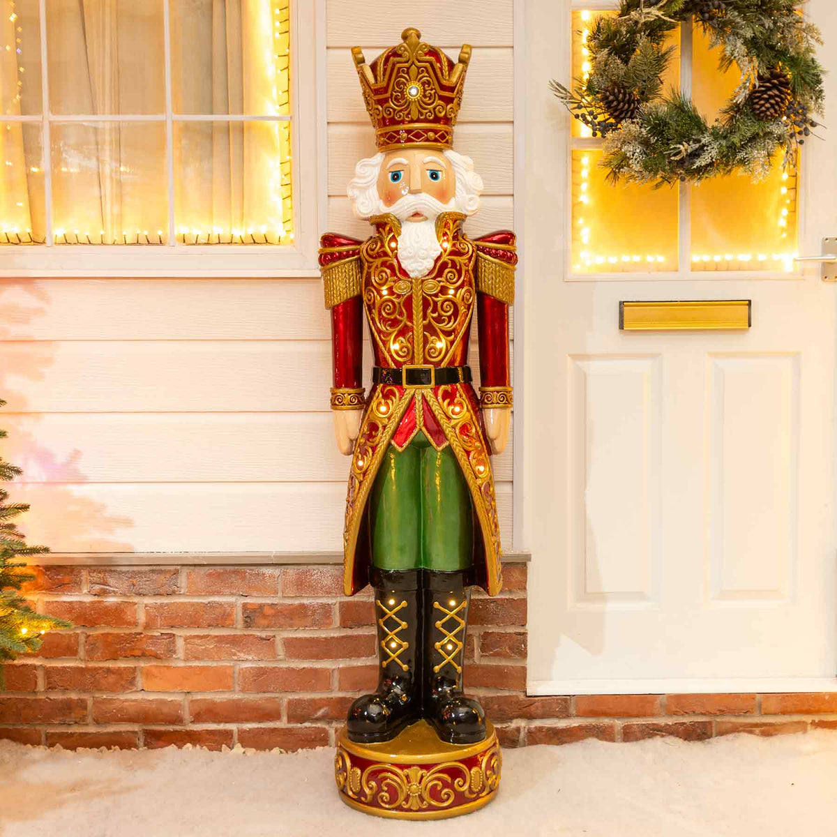 5.5ft Traditional Christmas Nutcracker King - Red and Gold with LED Lights