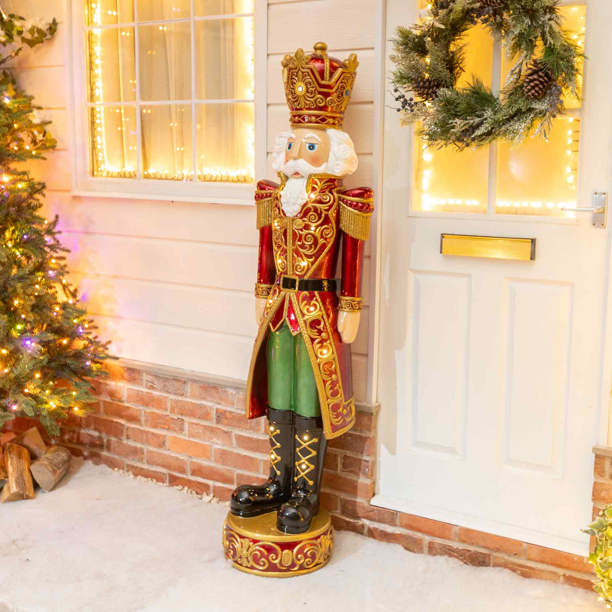 5.5ft Traditional Christmas Nutcracker King - Red and Gold with LED Lights