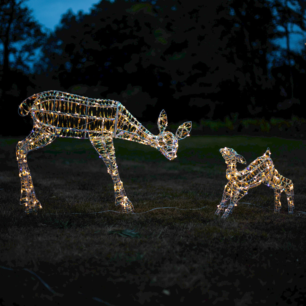 Christmas Reindeer Lights - 1M Laser Light Up Mother &amp; Baby with 250 White LEDs