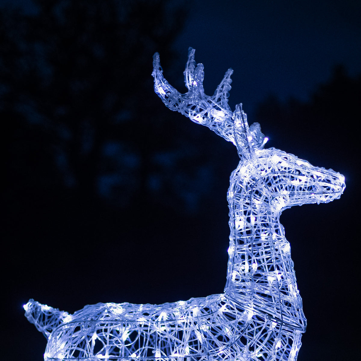 Christmas Reindeer Light - 1.2M Soft Acrylic Outdoor Light Up Stag with 230 White LEDs