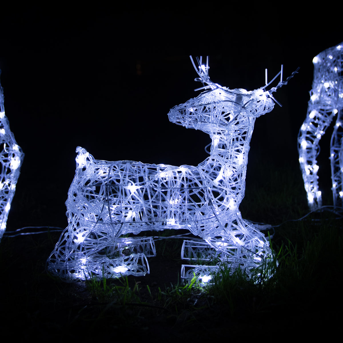 Pre-Lit Christmas Reindeer - Set of 3 Soft Acrylic Light-Up Reindeer Family with 260 White LEDs