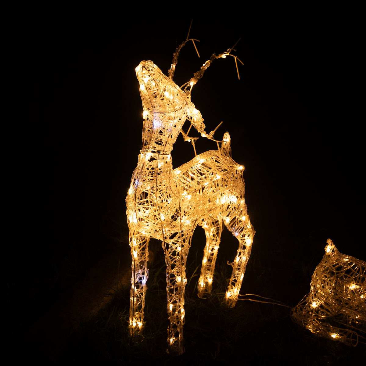 Pre-Lit Christmas Reindeer - Set of 3 Soft Acrylic Light-Up Reindeer Family with 260 White LEDs