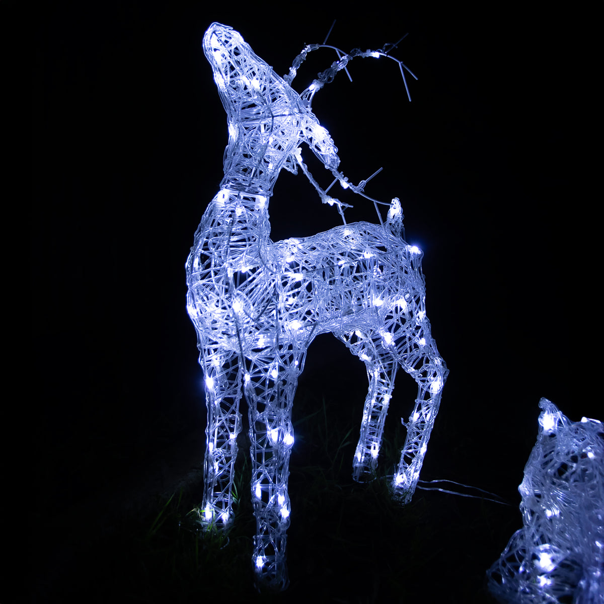 Pre-Lit Christmas Reindeer - Set of 3 Soft Acrylic Light-Up Reindeer Family with 260 White LEDs