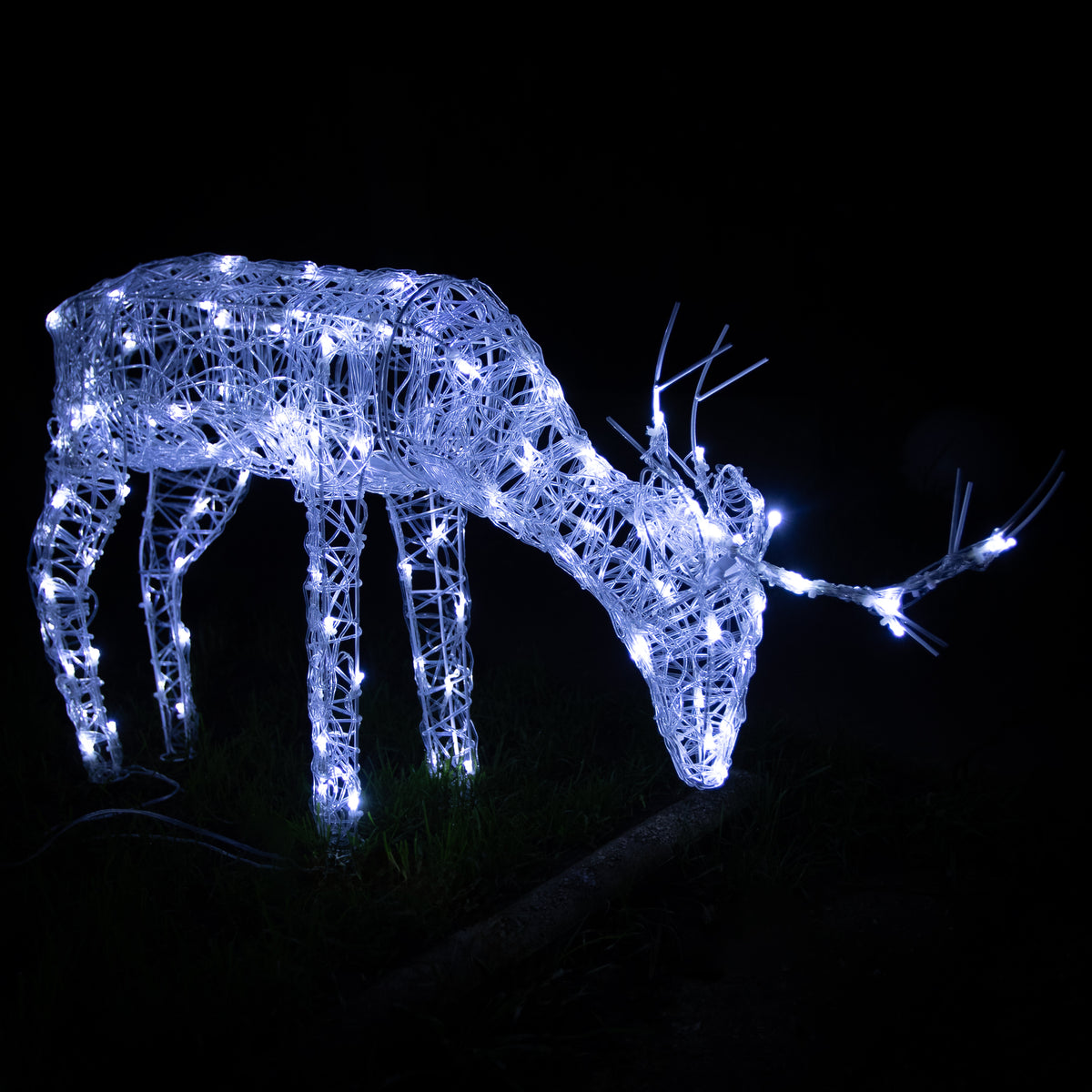 Pre-Lit Christmas Reindeer - Set of 3 Soft Acrylic Light-Up Reindeer Family with 260 White LEDs