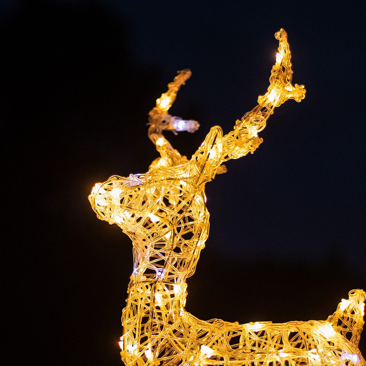 Christmas Reindeer Lights - 60CM Soft Acrylic Light Up Small Stag with 90 White LEDs