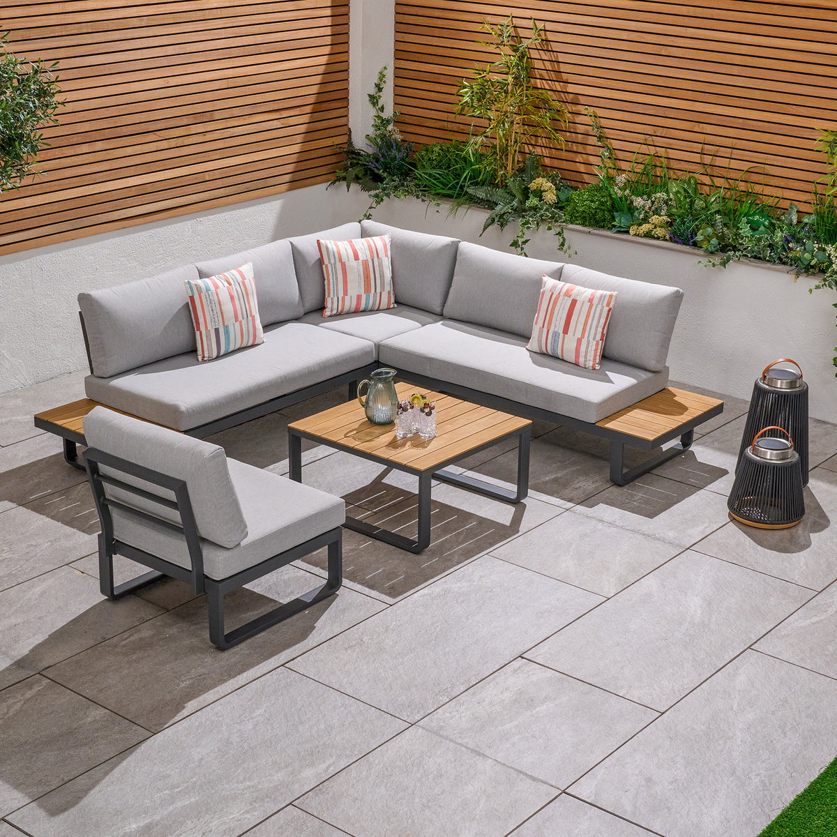 Bracken Outdoors Cuba Aluminium Corner Lounge Sofa Set with Coffee Table