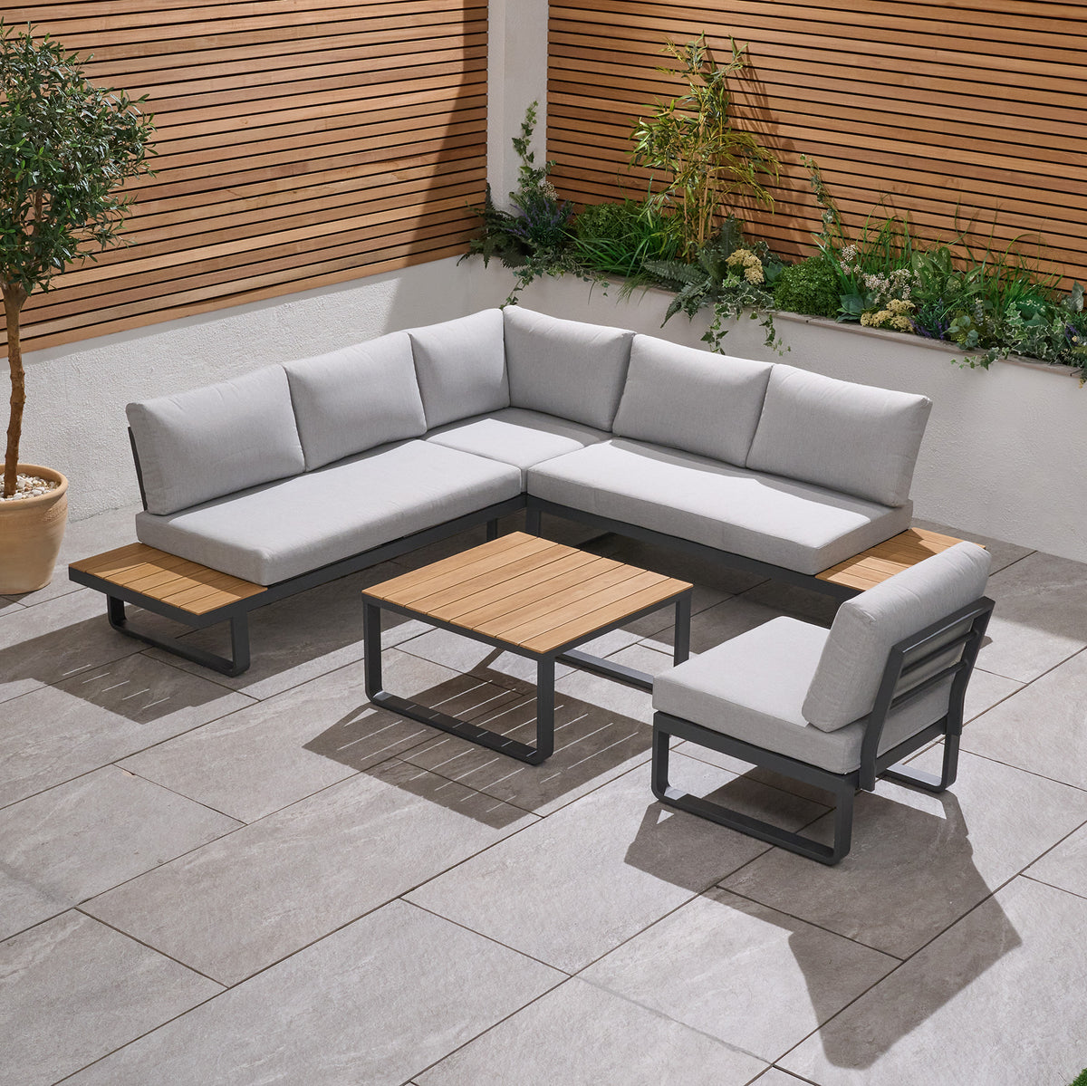 Bracken Outdoors Cuba Aluminium Corner Lounge Sofa Set with Coffee Table