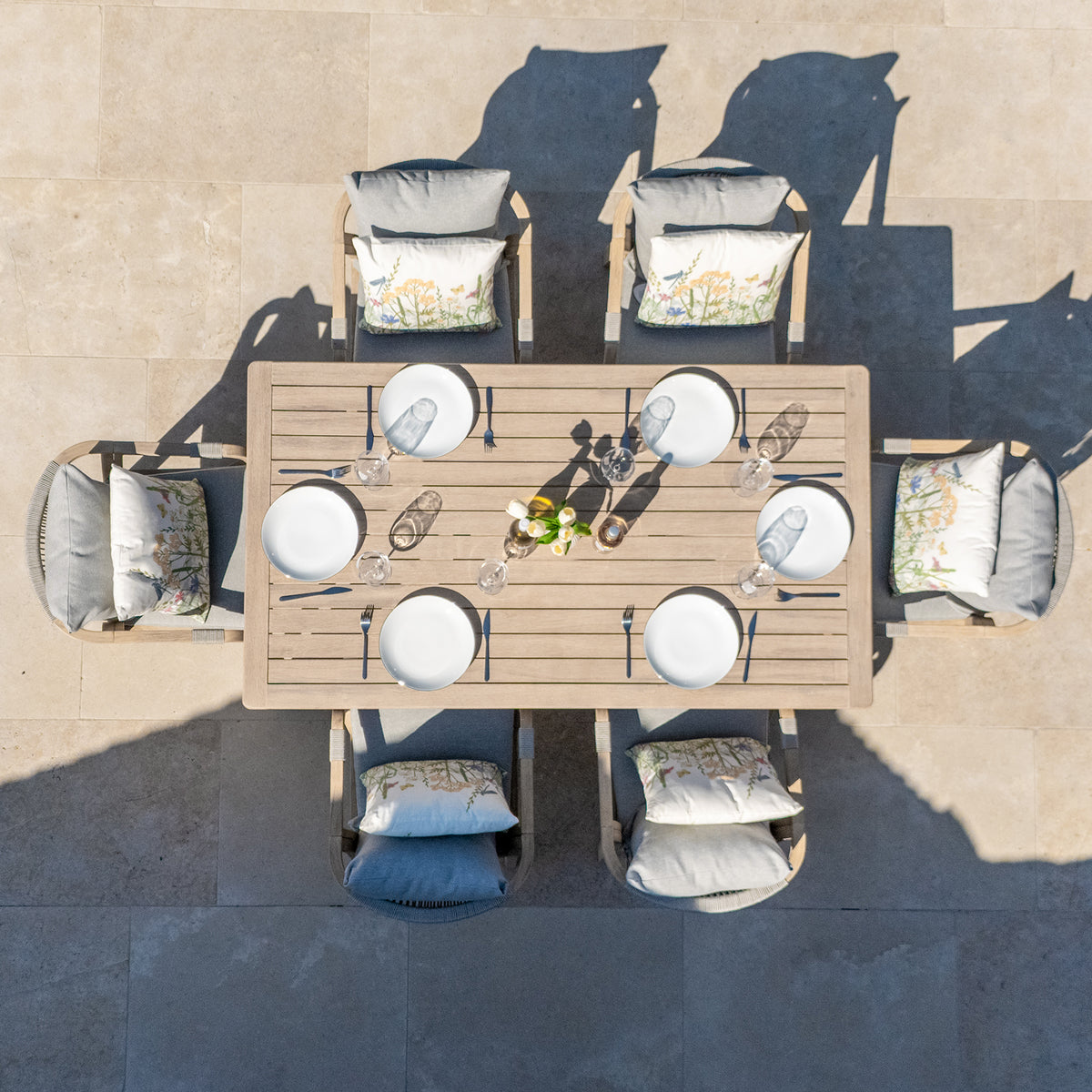 Bracken Outdoors Charlton Acacia Wood and Rope 6 Seat Rectangular Dining Garden Furniture Set